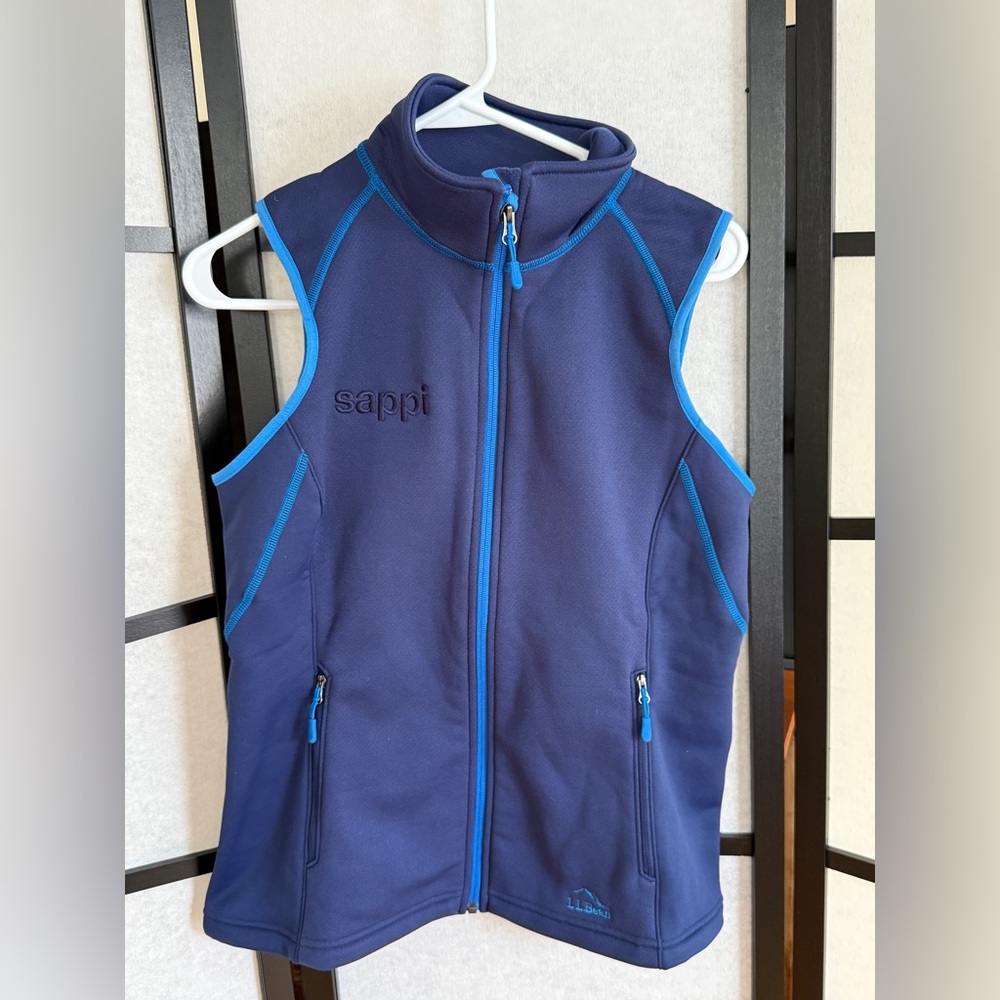 L.L. Bean Prostretch Fleece Vest. Blue ~ Sappi Paper Logo